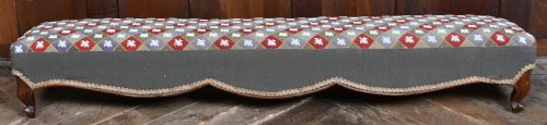 VICTORIAN WALNUT BEADED FENDER STOOL - ADDITIONAL PHOTO 4
