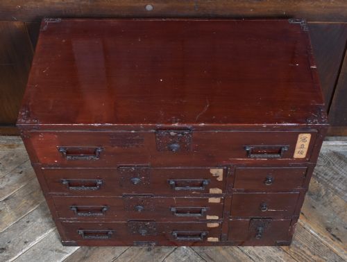 JAPANESE TANSU RED LACQUERED CHEST - ADDITIONAL PHOTO 7