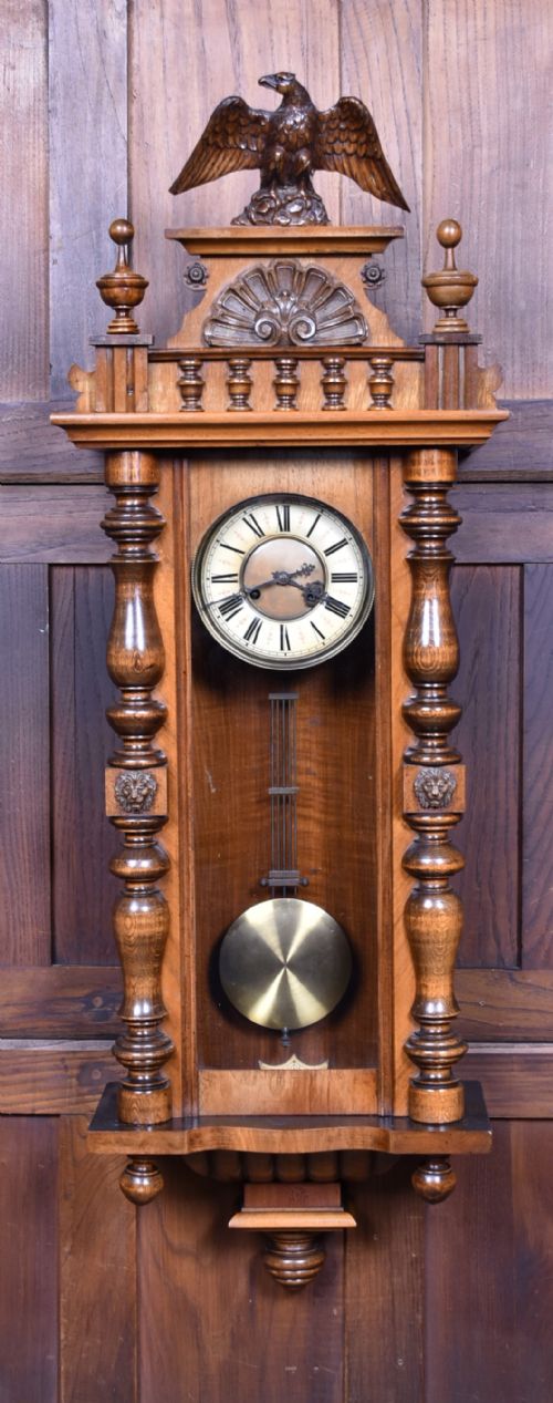 german mahogany wall clock - CATEGORY: ANTIQUE CLOCKS - DATED 19TH CENTURY