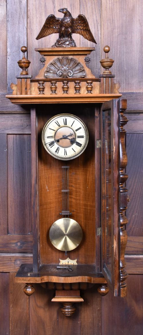 GERMAN MAHOGANY WALL CLOCK - ADDITIONAL PHOTO 8