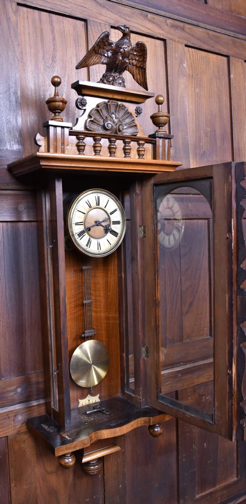 GERMAN MAHOGANY WALL CLOCK - ADDITIONAL PHOTO 11