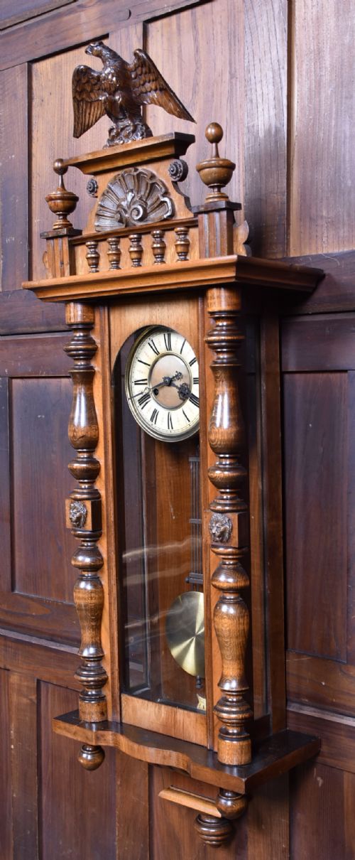 GERMAN MAHOGANY WALL CLOCK - ADDITIONAL PHOTO 12