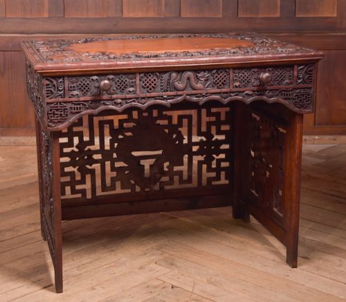 chinese hardwood carved folding desk - CATEGORY: ANTIQUE DESKS - DATED 19TH CENTURY