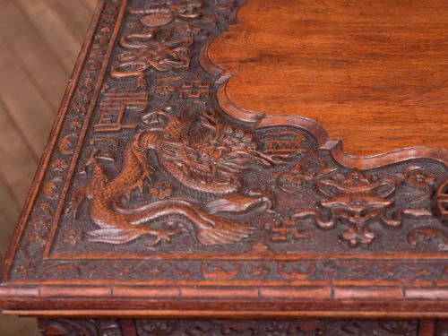 CHINESE HARDWOOD CARVED FOLDING DESK - ADDITIONAL PHOTO 1