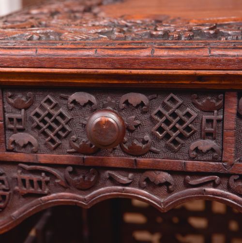 CHINESE HARDWOOD CARVED FOLDING DESK - ADDITIONAL PHOTO 2