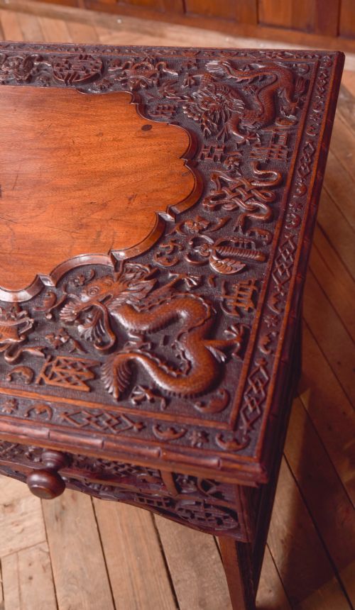 CHINESE HARDWOOD CARVED FOLDING DESK - ADDITIONAL PHOTO 3