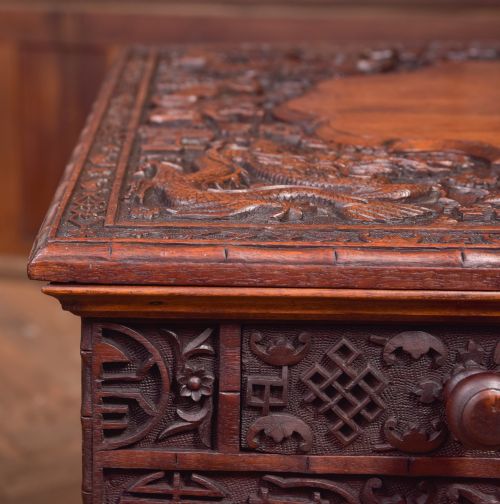 CHINESE HARDWOOD CARVED FOLDING DESK - ADDITIONAL PHOTO 5