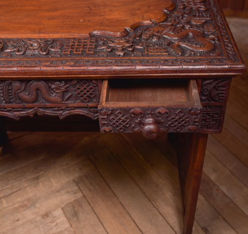 CHINESE HARDWOOD CARVED FOLDING DESK - ADDITIONAL PHOTO 6