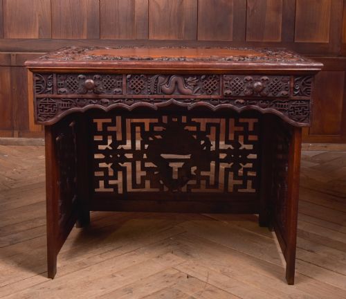 CHINESE HARDWOOD CARVED FOLDING DESK - ADDITIONAL PHOTO 10