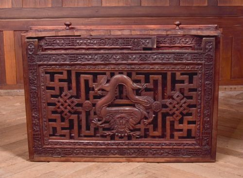 CHINESE HARDWOOD CARVED FOLDING DESK - ADDITIONAL PHOTO 16