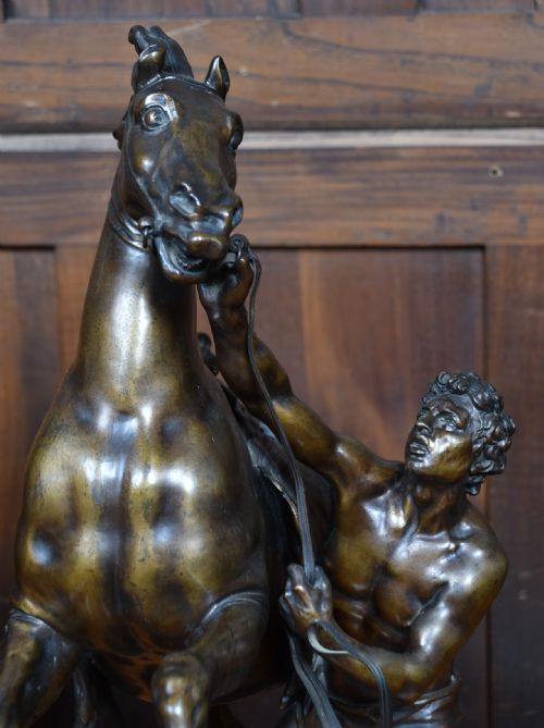 PAIR OF BRONZE MARLY HORSES AFTER GUILLAUME COUSTOU - ADDITIONAL PHOTO 13