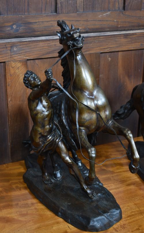 PAIR OF BRONZE MARLY HORSES AFTER GUILLAUME COUSTOU - ADDITIONAL PHOTO 15