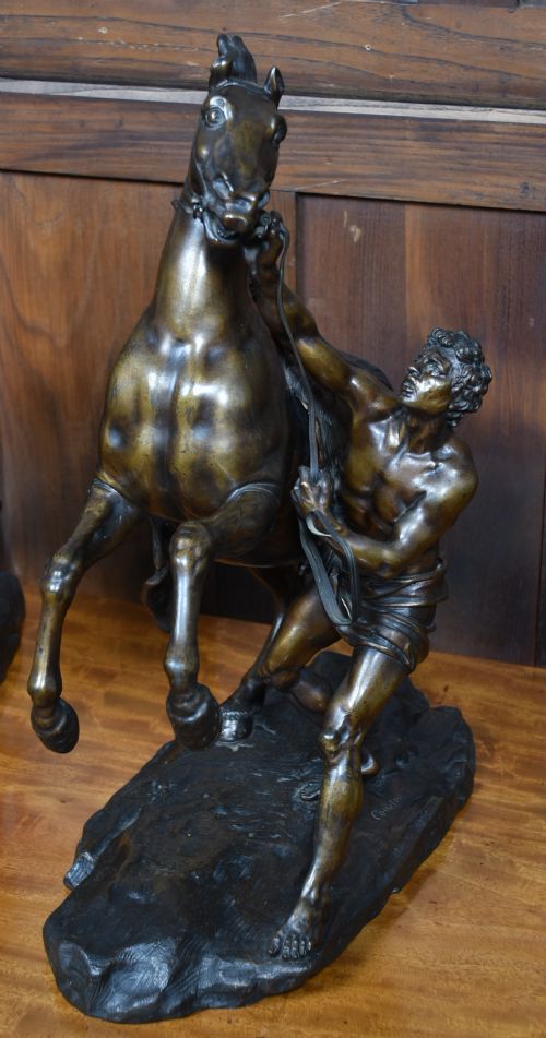 PAIR OF BRONZE MARLY HORSES AFTER GUILLAUME COUSTOU - ADDITIONAL PHOTO 16