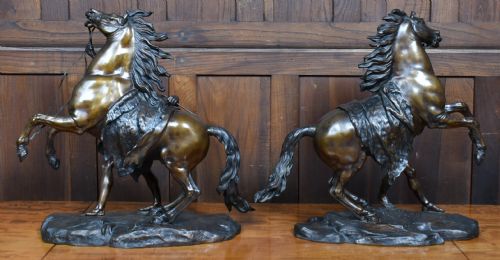 PAIR OF BRONZE MARLY HORSES AFTER GUILLAUME COUSTOU - ADDITIONAL PHOTO 21
