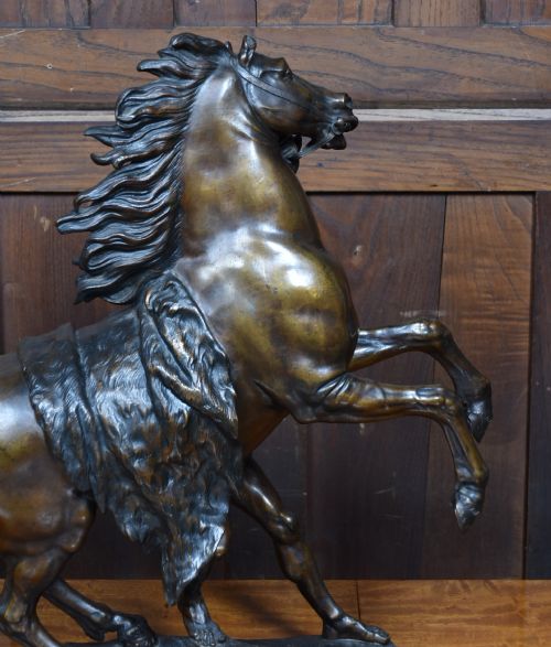 PAIR OF BRONZE MARLY HORSES AFTER GUILLAUME COUSTOU - ADDITIONAL PHOTO 22