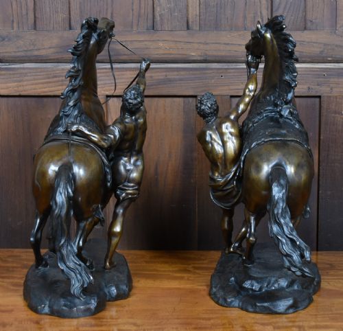 PAIR OF BRONZE MARLY HORSES AFTER GUILLAUME COUSTOU - ADDITIONAL PHOTO 24