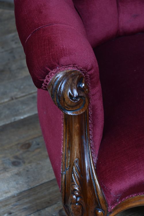 VICTORIAN ROSEWOOD LIBRARY CHAIR - ADDITIONAL PHOTO 2