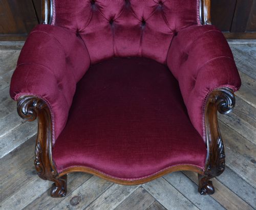 VICTORIAN ROSEWOOD LIBRARY CHAIR - ADDITIONAL PHOTO 5