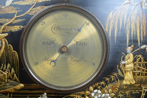 BRASS BAROMETER WITH CHINOISERIE FRAME - ADDITIONAL PHOTO 1