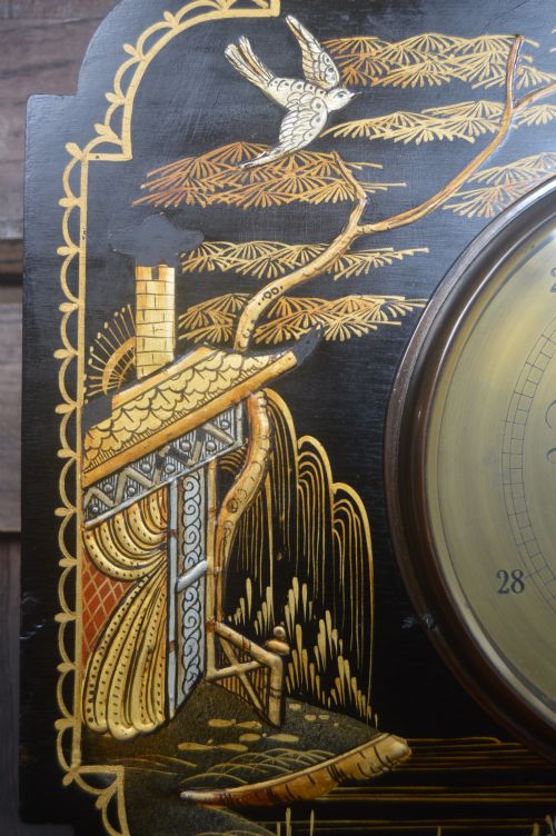 BRASS BAROMETER WITH CHINOISERIE FRAME - ADDITIONAL PHOTO 3