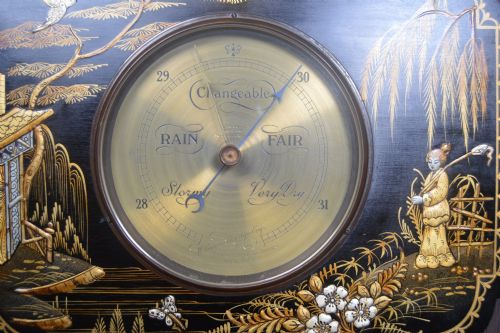 BRASS BAROMETER WITH CHINOISERIE FRAME - ADDITIONAL PHOTO 5