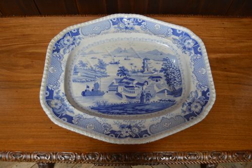 JOHN WILLIAM RIDGWAY INDIA TEMPLE BLUE WHITE MEAT CHARGER SAI3076 - ADDITIONAL PHOTO 6