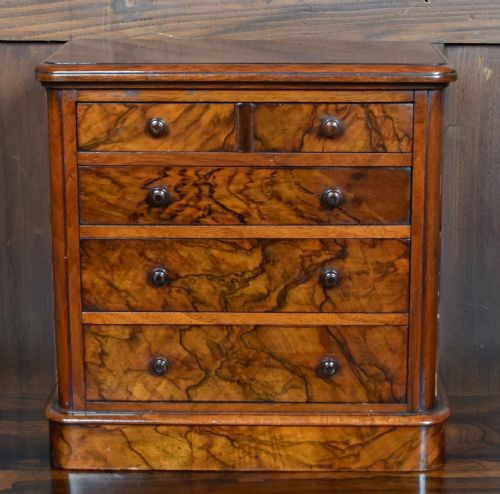 miniature victorian walnut chest of drawers - CATEGORY: ANTIQUE MISCELLANEOUS - DATED VICTORIAN