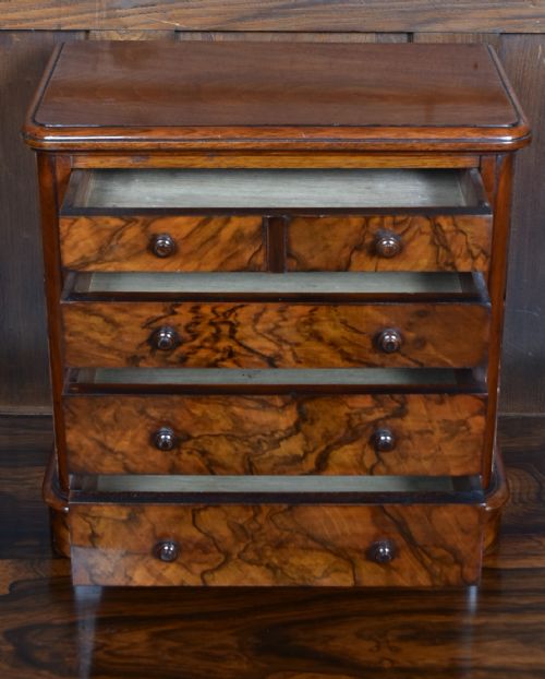 MINIATURE VICTORIAN WALNUT CHEST OF DRAWERS - ADDITIONAL PHOTO 3
