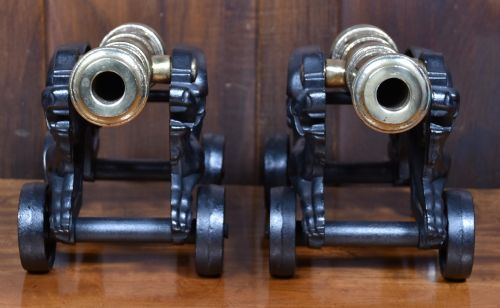 PAIR OF CAST IRON AND BRASS SIGNAL CANNONS - ADDITIONAL PHOTO 3