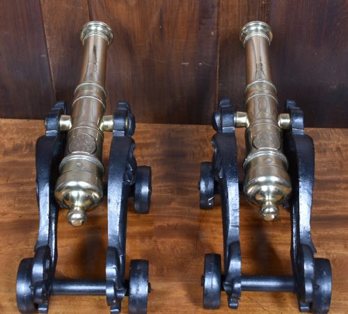 PAIR OF CAST IRON AND BRASS SIGNAL CANNONS - ADDITIONAL PHOTO 6
