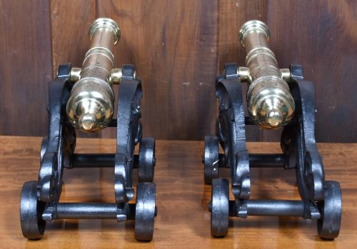 PAIR OF CAST IRON AND BRASS SIGNAL CANNONS - ADDITIONAL PHOTO 8