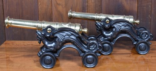 PAIR OF CAST IRON AND BRASS SIGNAL CANNONS - ADDITIONAL PHOTO 9