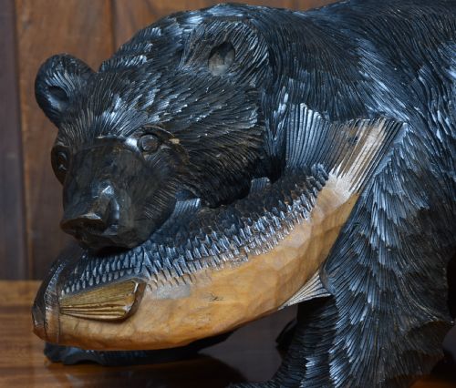 JAPANESE CARVED WOODEN BEAR KIBORI KUMA - ADDITIONAL PHOTO 1