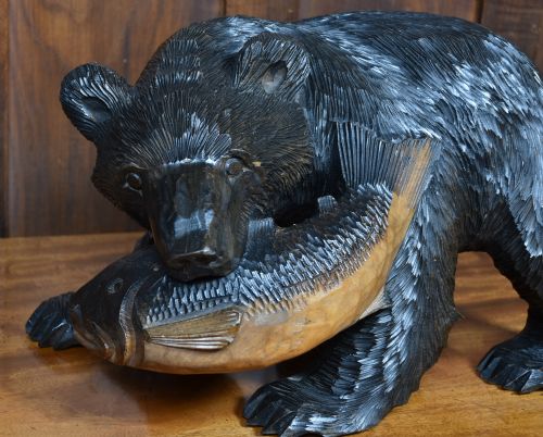 JAPANESE CARVED WOODEN BEAR KIBORI KUMA - ADDITIONAL PHOTO 2