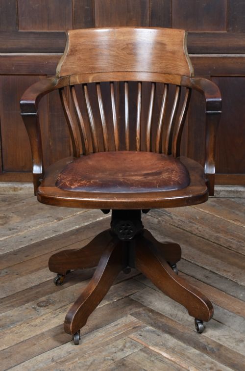 EDWARDIAN MAHOGANY SWIVEL DESK CHAIR - ADDITIONAL PHOTO 1