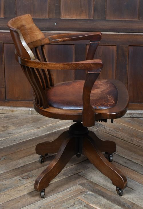 EDWARDIAN MAHOGANY SWIVEL DESK CHAIR - ADDITIONAL PHOTO 4