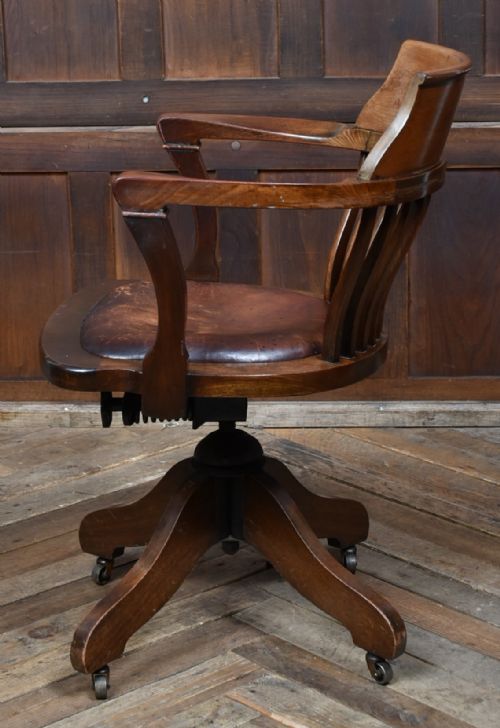 EDWARDIAN MAHOGANY SWIVEL DESK CHAIR - ADDITIONAL PHOTO 6