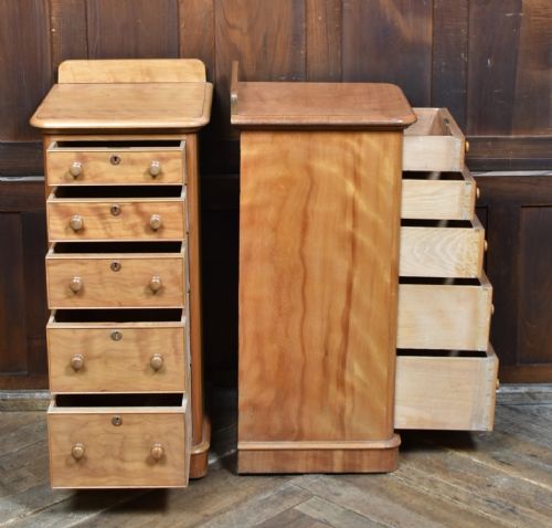 PAIR OF VICTORIAN SATIN BIRCH BEDSIDE DRAWERS - ADDITIONAL PHOTO 2