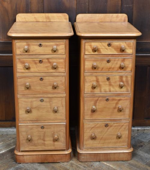 PAIR OF VICTORIAN SATIN BIRCH BEDSIDE DRAWERS - ADDITIONAL PHOTO 5