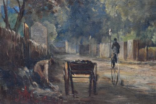 OIL ON CANVAS OF RUSTIC VILLAGE SCENE - ADDITIONAL PHOTO 2