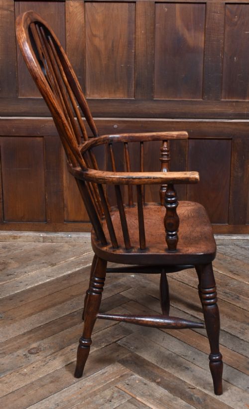 EDWARDIAN OAK AND ELM WINDSOR ARMCHAIR - ADDITIONAL PHOTO 5
