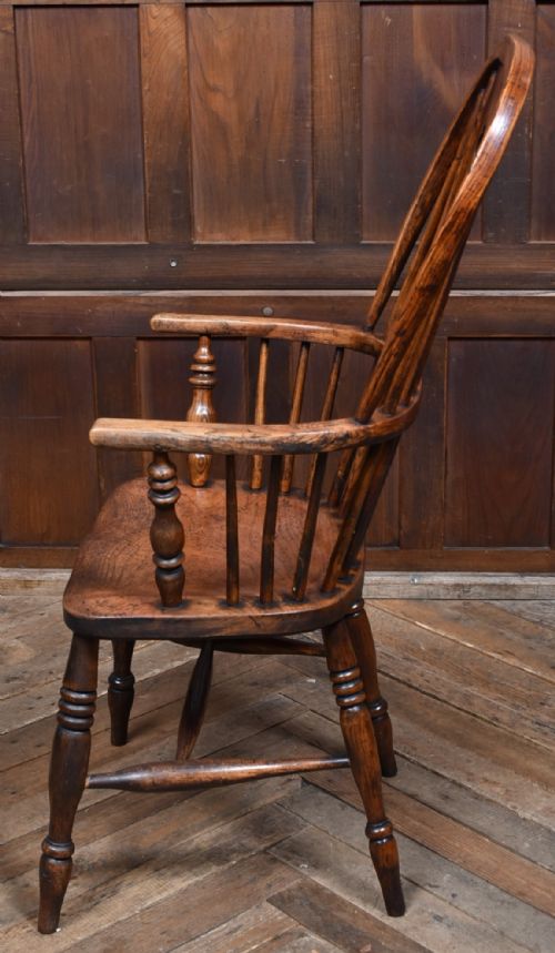EDWARDIAN OAK AND ELM WINDSOR ARMCHAIR - ADDITIONAL PHOTO 7