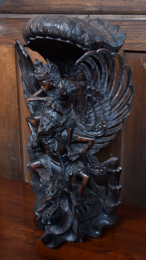 HAND CARVED WOODEN SCULPTURE OF GARUDA - ADDITIONAL PHOTO 1
