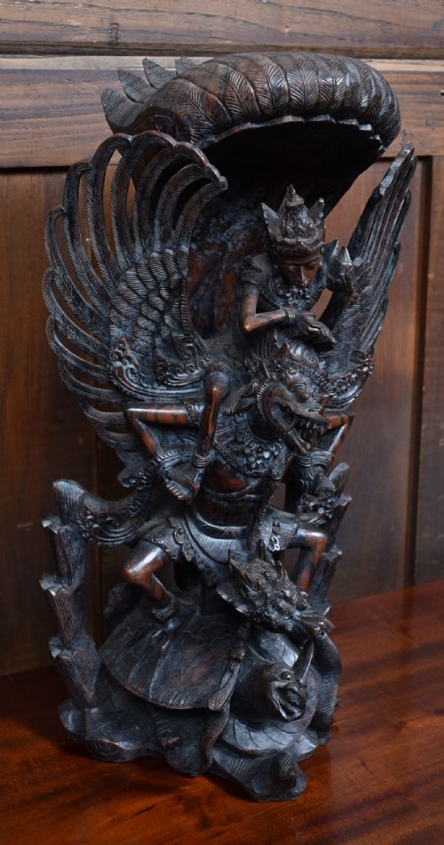 HAND CARVED WOODEN SCULPTURE OF GARUDA - ADDITIONAL PHOTO 2