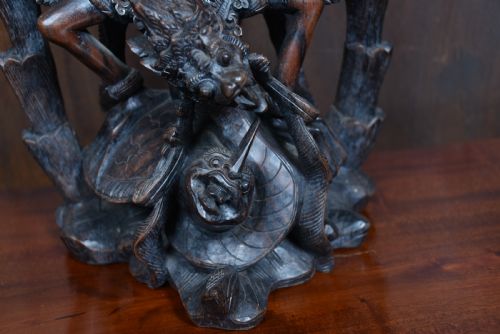 HAND CARVED WOODEN SCULPTURE OF GARUDA - ADDITIONAL PHOTO 3