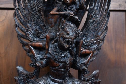 HAND CARVED WOODEN SCULPTURE OF GARUDA - ADDITIONAL PHOTO 5