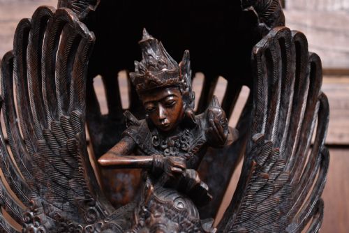 HAND CARVED WOODEN SCULPTURE OF GARUDA - ADDITIONAL PHOTO 6