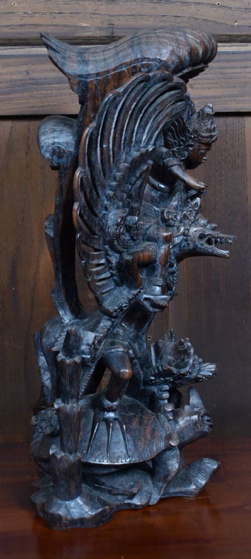 HAND CARVED WOODEN SCULPTURE OF GARUDA - ADDITIONAL PHOTO 7