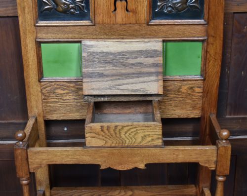 ART NOUVEAU OAK HALL STAND - ADDITIONAL PHOTO 3