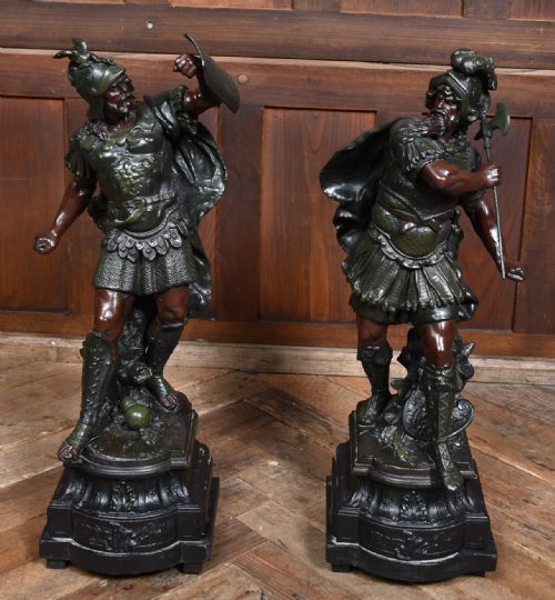 PAIR OF SPELTER WARRIOR FIGURES - ADDITIONAL PHOTO 3